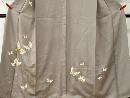 平和屋着物●訪問着　刺繍　舞蝶文　金糸　正絹　逸品　CABI3086yc