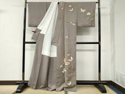 平和屋着物●訪問着　刺繍　舞蝶文　金糸　正絹　逸品　CABI3086yc