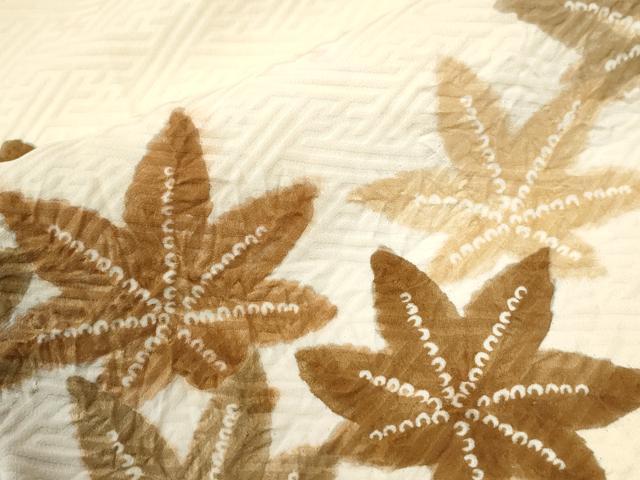 平和屋着物●上質な小紋　絞り　楓　暈し染め　正絹　逸品　CABI3087yc