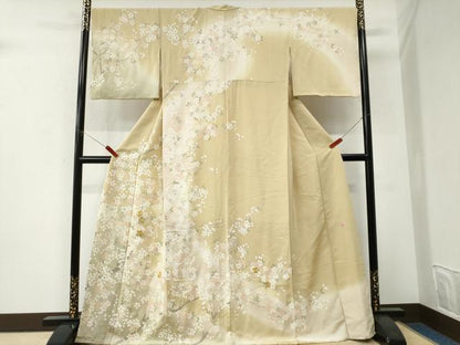 平和屋着物●訪問着　作家物　駒刺繍　枝桜文　暈し染め　さが美扱い　正絹　逸品　CABI3095yc