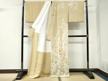 平和屋着物●訪問着　作家物　駒刺繍　枝桜文　暈し染め　さが美扱い　正絹　逸品　CABI3095yc