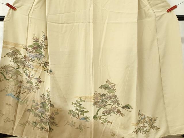 平和屋着物●訪問着　霞松竹梅花文　暈し染め　ラメ糸　金彩　正絹　逸品　CABI3097yc