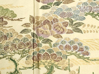 平和屋着物●訪問着　霞松竹梅花文　暈し染め　ラメ糸　金彩　正絹　逸品　CABI3097yc