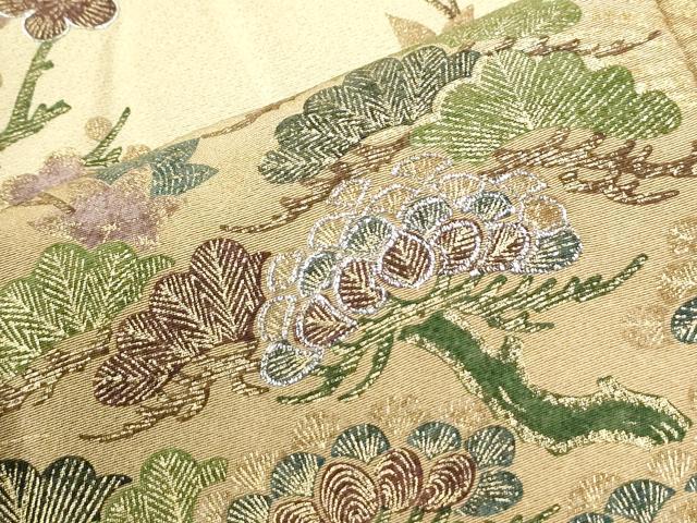 平和屋着物●訪問着　霞松竹梅花文　暈し染め　ラメ糸　金彩　正絹　逸品　CABI3097yc