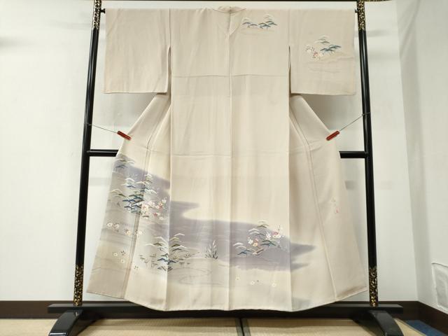 平和屋着物●京友禅の人間国宝　上野為二　訪問着　松竹梅風景文　暈し染め　正絹　逸品　CABI3102yc
