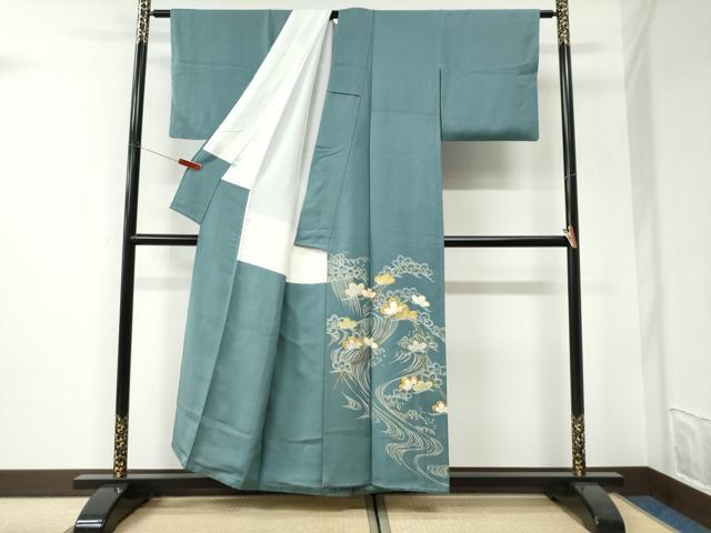 平和屋着物●創業460年・千總　色留袖　駒刺繍　竹屋町刺繍　浜松文　金彩　大丸扱い　正絹　逸品　CABI3106yc