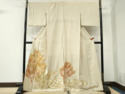 平和屋着物●豪華色留袖　駒刺繍　流水草木文　金彩　正絹　逸品　CABI3108yc
