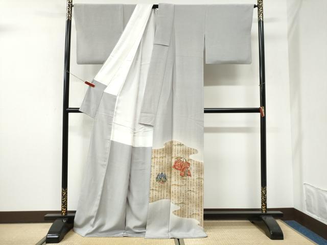 平和屋着物●友禅師・京の名工・伝統工芸士・樽本伊勢蔵　色留袖　人物文　暈し染め　金銀彩　ロング丈　正絹　逸品　CABI3112yc