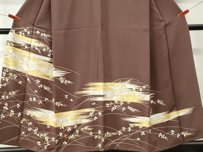 平和屋着物●豪華色留袖　駒刺繍　霞渡り橋枝花文　金彩　正絹　逸品　CABI3114yc