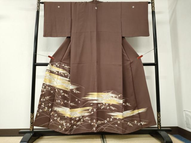 平和屋着物●豪華色留袖　駒刺繍　霞渡り橋枝花文　金彩　正絹　逸品　CABI3114yc
