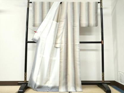 平和屋着物●上質な紬　背抜き仕立て　間道　正絹　逸品　CABI3116yc