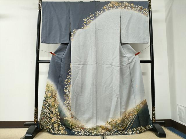 平和屋着物●越後十日町の一流染匠　桐屋・翠山工房　徳永憲峯　訪問着　辻が花　絞り　暈し染め　金通し地　正絹　逸品　CABI3119yc