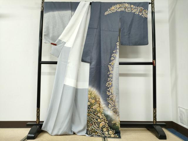 平和屋着物●越後十日町の一流染匠　桐屋・翠山工房　徳永憲峯　訪問着　辻が花　絞り　暈し染め　金通し地　正絹　逸品　CABI3119yc