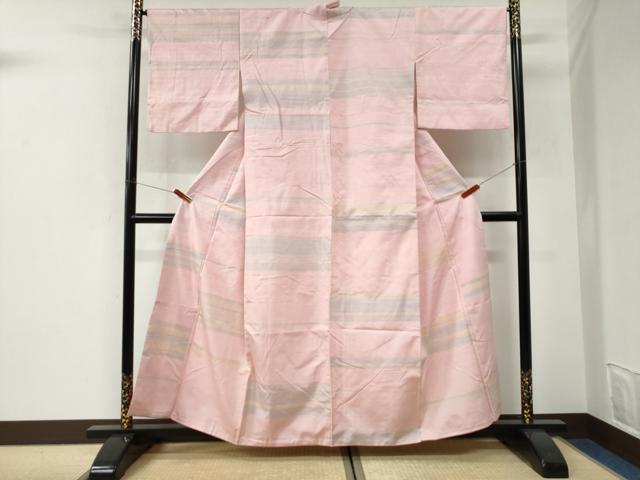 平和屋着物●紅花紬　米沢　霞文　さが美扱い　正絹　逸品　CABI3120yc