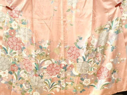 平和屋着物●豪華振袖　駒刺繍　絞り　立波草花文　金彩　正絹　逸品　CABI3121yc