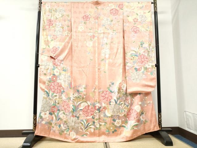 平和屋着物●豪華振袖　駒刺繍　絞り　立波草花文　金彩　正絹　逸品　CABI3121yc