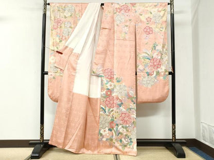 平和屋着物●豪華振袖　駒刺繍　絞り　立波草花文　金彩　正絹　逸品　CABI3121yc