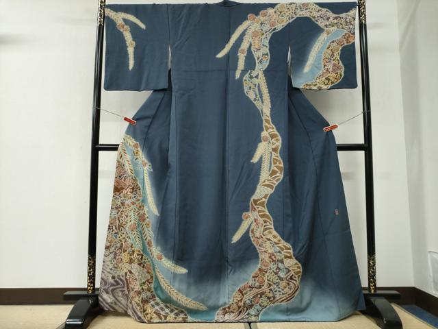 平和屋着物●訪問着　作家物　辻が花　絞り　暈し染め　正絹　逸品　CABI3124yc