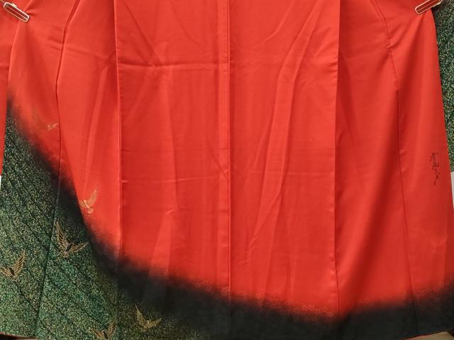 平和屋着物●染色作家　斉藤三才　振袖　三才鳥　暈し染め　金彩　正絹　逸品　CABI3125yc