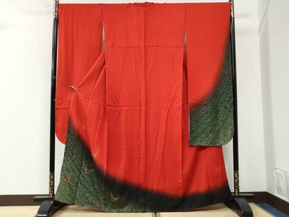 平和屋着物●染色作家　斉藤三才　振袖　三才鳥　暈し染め　金彩　正絹　逸品　CABI3125yc