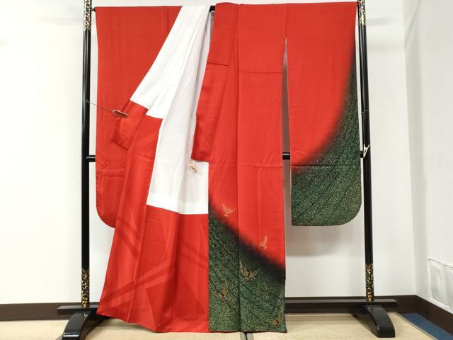 平和屋着物●染色作家　斉藤三才　振袖　三才鳥　暈し染め　金彩　正絹　逸品　CABI3125yc