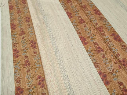 平和屋着物●上質な小紋　紬地　草花間道　正絹　逸品　CABI3130yc