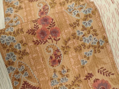 平和屋着物●上質な小紋　紬地　草花間道　正絹　逸品　CABI3130yc