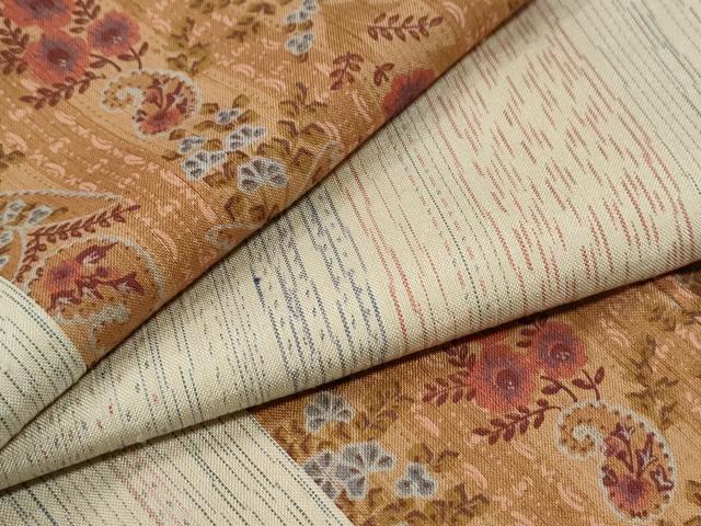 平和屋着物●上質な小紋　紬地　草花間道　正絹　逸品　CABI3130yc