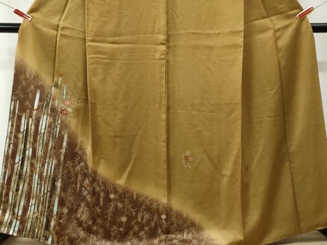 平和屋着物●訪問着　刺繍　草花文　暈し染め　金彩　正絹　逸品　CABI3132yc