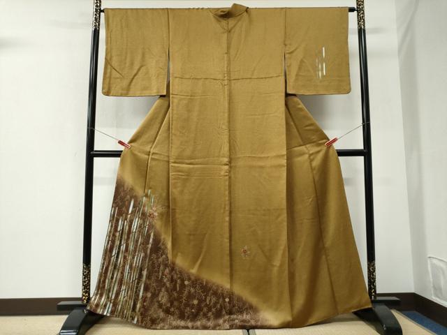 平和屋着物●訪問着　刺繍　草花文　暈し染め　金彩　正絹　逸品　CABI3132yc