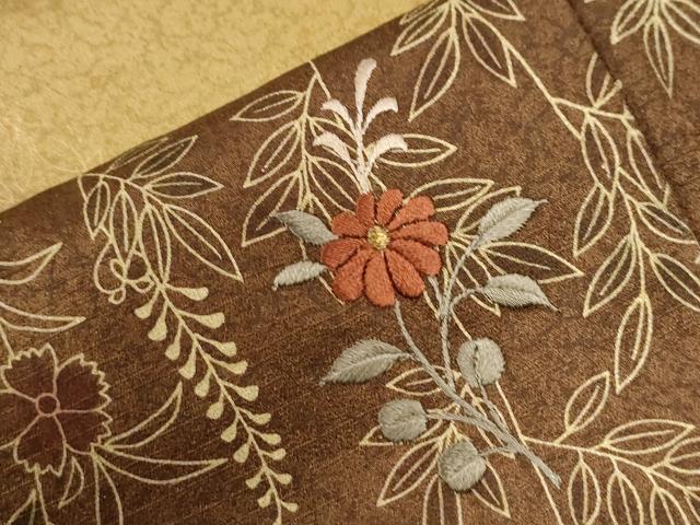 平和屋着物●訪問着　刺繍　草花文　暈し染め　金彩　正絹　逸品　CABI3132yc