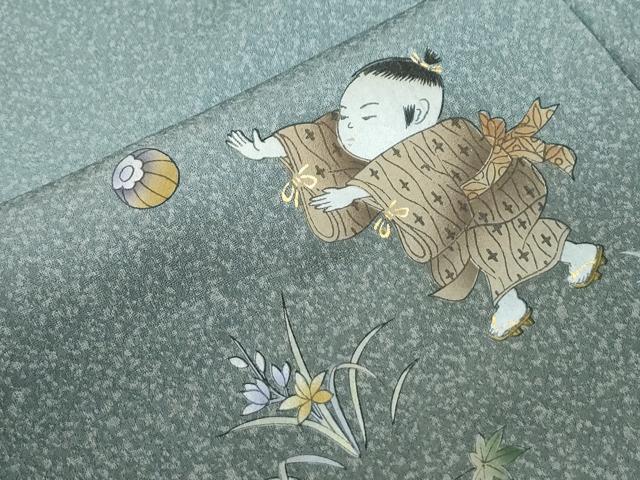 平和屋着物●訪問着　童子遊び　暈し染め　金彩　正絹　逸品　CABI3134yc
