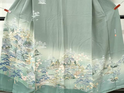 平和屋着物●訪問着　友禅　作家物　嵯峨野　風景文　暈し染め　正絹　逸品　CABI3140yc