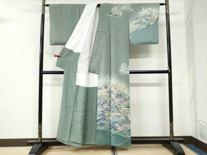 平和屋着物●訪問着　友禅　作家物　嵯峨野　風景文　暈し染め　正絹　逸品　CABI3140yc