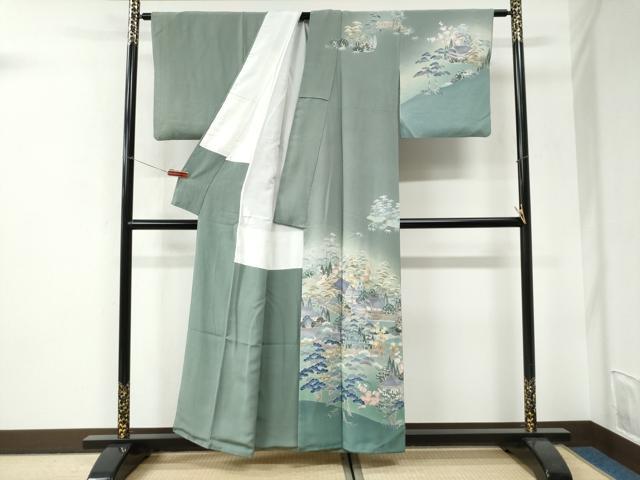 平和屋着物●訪問着　友禅　作家物　嵯峨野　風景文　暈し染め　正絹　逸品　CABI3140yc