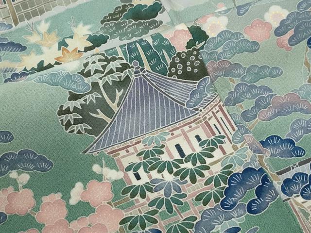 平和屋着物●訪問着　友禅　作家物　嵯峨野　風景文　暈し染め　正絹　逸品　CABI3140yc