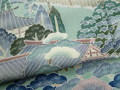 平和屋着物●訪問着　友禅　作家物　嵯峨野　風景文　暈し染め　正絹　逸品　CABI3140yc