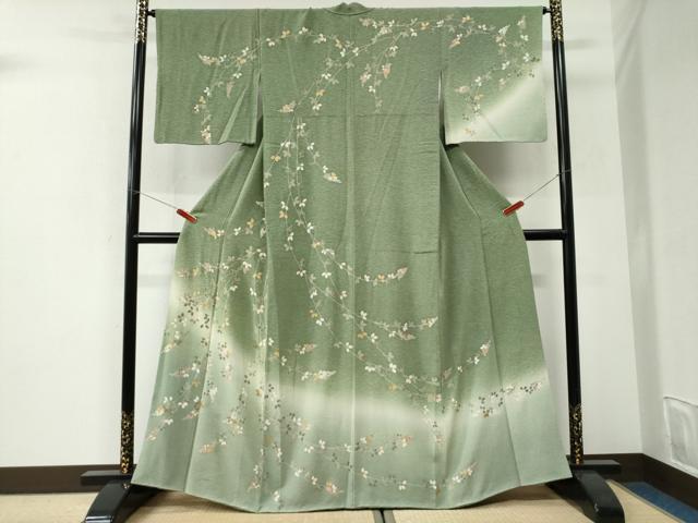 平和屋着物●訪問着　枝花文　暈し染め　金彩　正絹　逸品　CABI3141yc