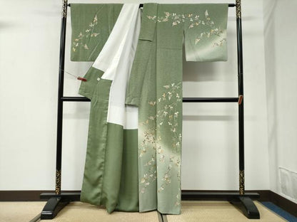 平和屋着物●訪問着　枝花文　暈し染め　金彩　正絹　逸品　CABI3141yc