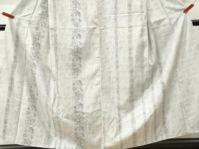 平和屋着物●訪問着　ぜんまい紬　更紗草花間道　正絹　逸品　未使用　CABI3145yc