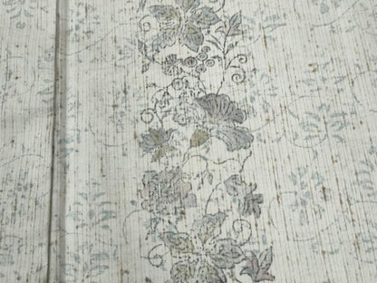 平和屋着物●訪問着　ぜんまい紬　更紗草花間道　正絹　逸品　未使用　CABI3145yc