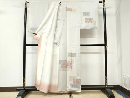 平和屋着物●訪問着　刺繍　短冊重ね花唐草文　金彩　正絹　逸品　CABI3147yc