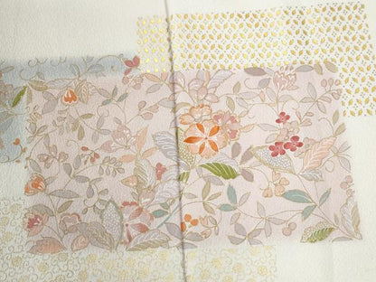 平和屋着物●訪問着　刺繍　短冊重ね花唐草文　金彩　正絹　逸品　CABI3147yc