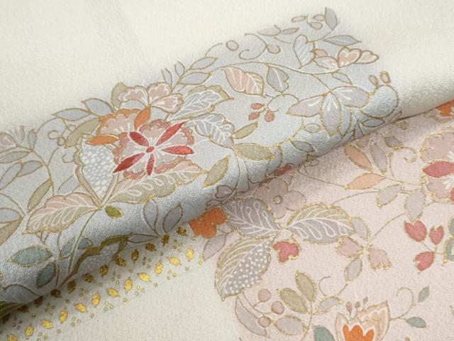 平和屋着物●訪問着　刺繍　短冊重ね花唐草文　金彩　正絹　逸品　CABI3147yc