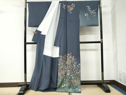 平和屋着物●中国三大刺繍　スワトウ刺繍　総刺繍　訪問着　鬘帯更紗草花文　暈し染め　金彩　ロング丈　正絹　逸品　CABI3154yc