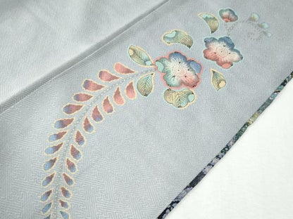 平和屋着物●訪問着　辻が花　絞り　黒地　金彩　正絹　逸品　CABI3156yc