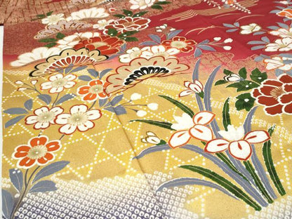 平和屋着物●豪華振袖　雲取り花松文　暈し染め　金彩　正絹　逸品　CABI3159yc
