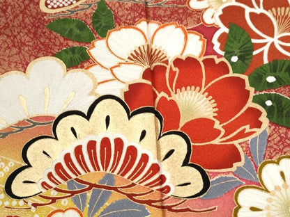 平和屋着物●豪華振袖　雲取り花松文　暈し染め　金彩　正絹　逸品　CABI3159yc