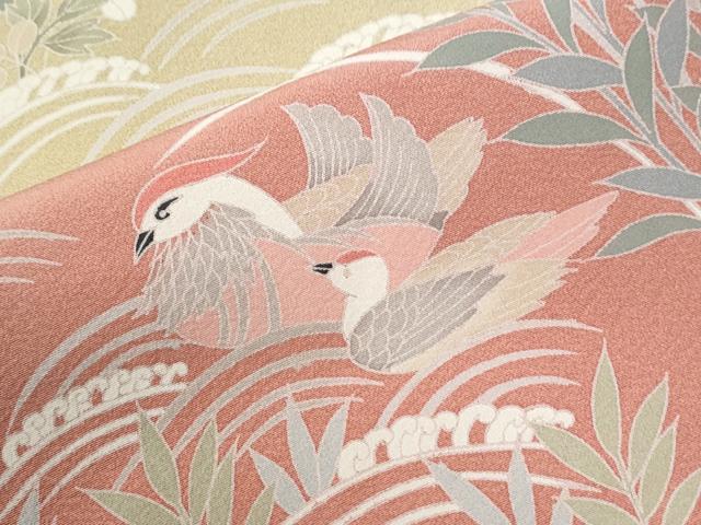 平和屋着物●訪問着　友禅　浜松御所車鴛鴦花文　暈し染め　正絹　逸品　CABI3161yc