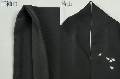 平和屋着物●訪問着　駒刺繍　舞花弁　暈し染め　黒地　金彩　正絹　逸品　CABI3162yc